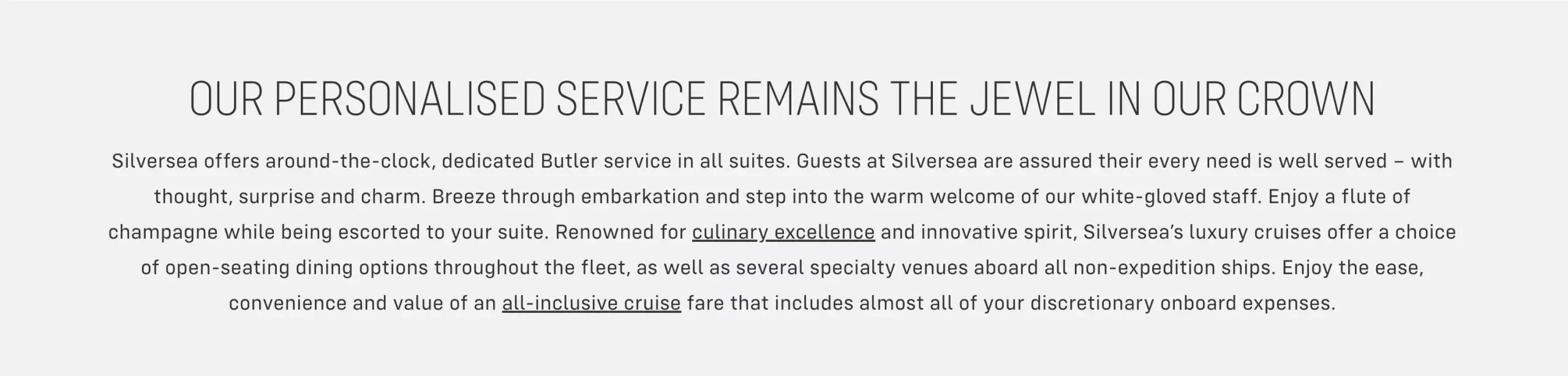 Silversea pesonalised service