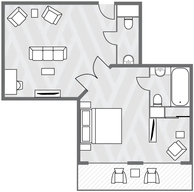 AMERICAN DUCHESS Deluxe Suite private verandah aerial floor plan