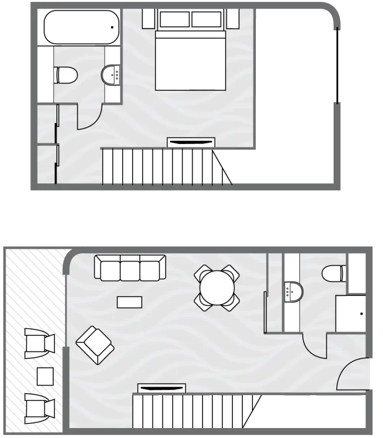 AMERICAN DUCHESS loft suite aerial floor plans