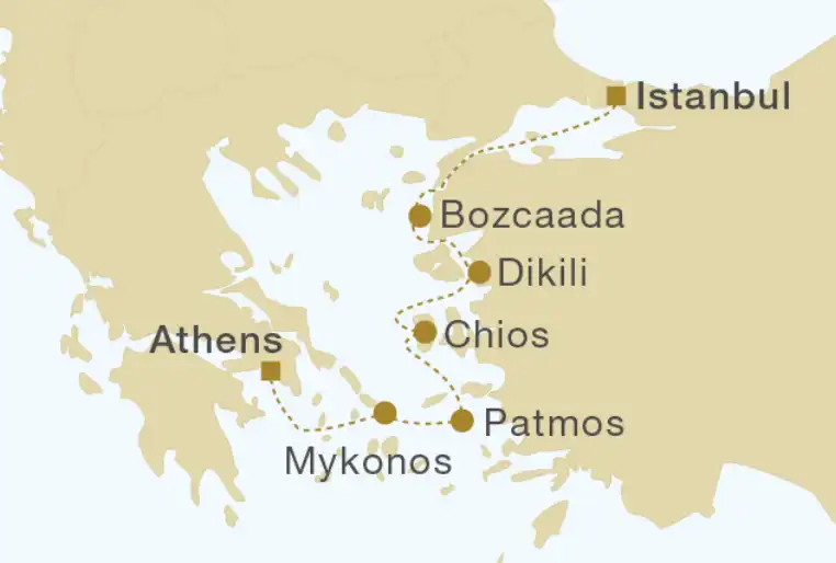 STAR CLIPPER Athens to Istanbul Cruise map