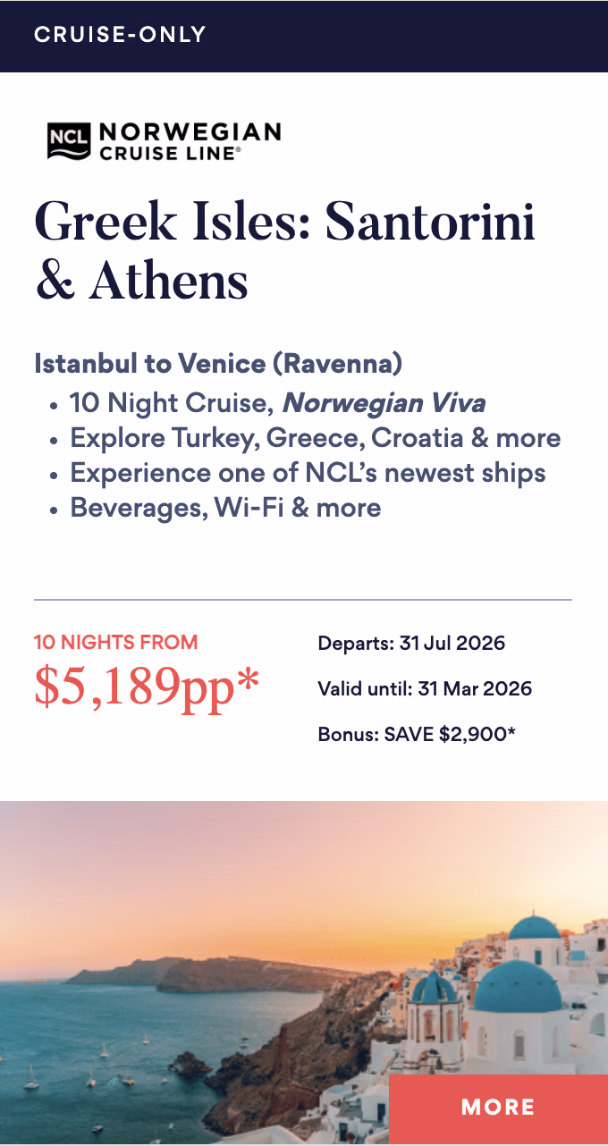 GREEK ISLES SANTORINI & ATHENS deal