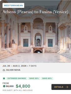 Athen's Piraeus to Fusina Venice Silversea Cruise Deal