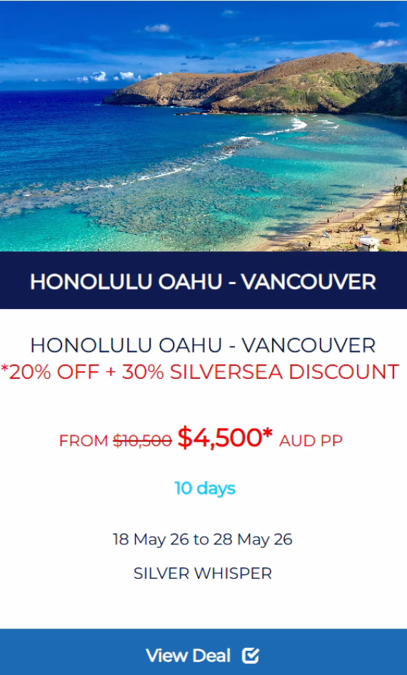 HONOLULU OAHU TO VANCOUVER 2026 CRUISE DEAL-thumbnail