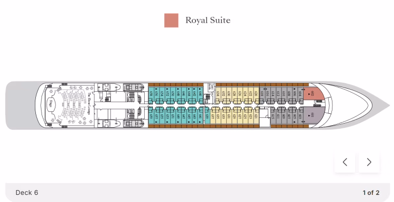 Silver Whisper Cabins Royal Suite Suite Location-Deck 6